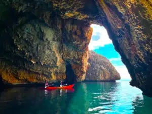excursion guiada en kayak a la cueva del llop marí la rana